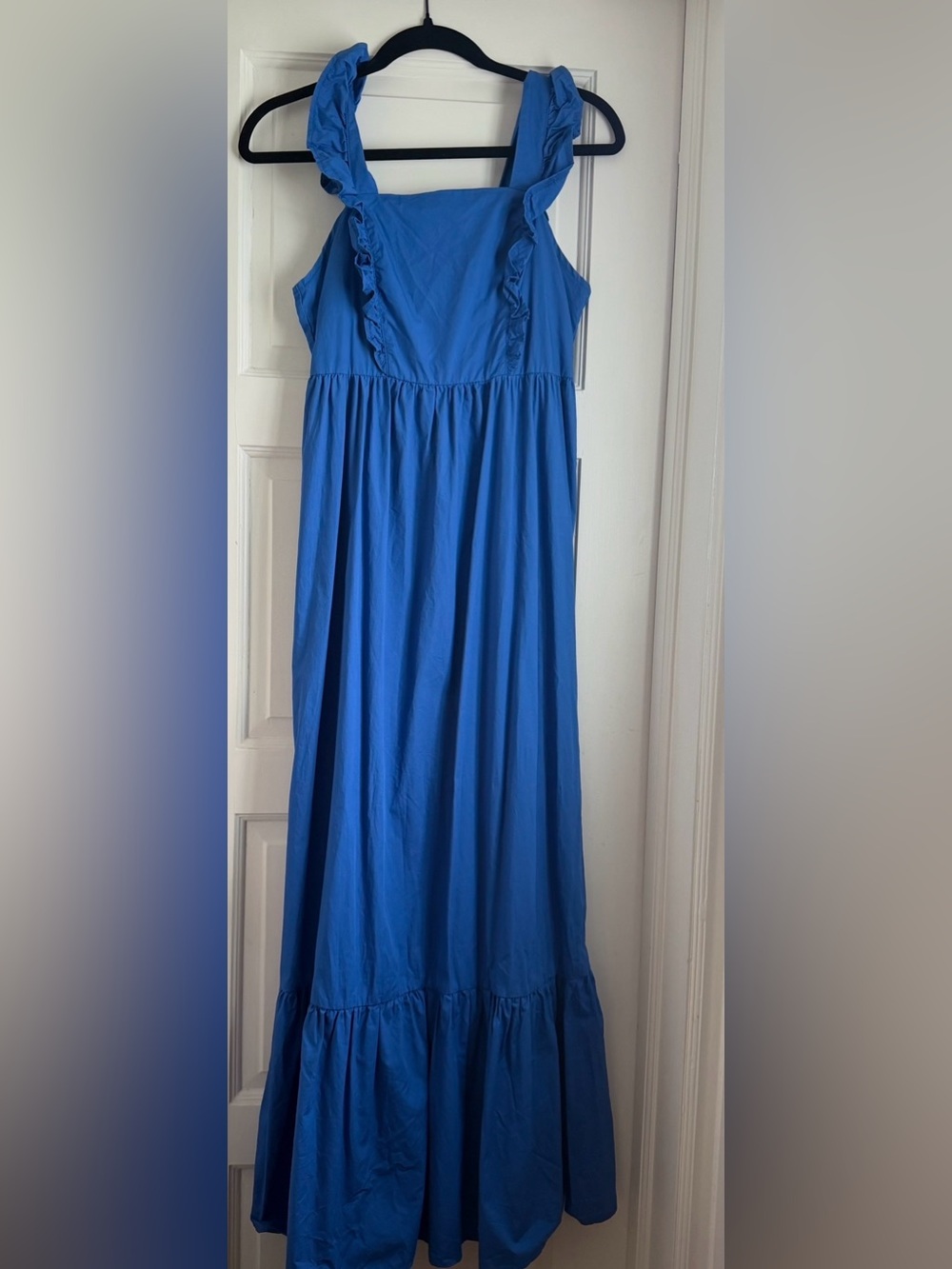 Blue Ruffle Strap Maxi Dress MOLLY BRACKEN